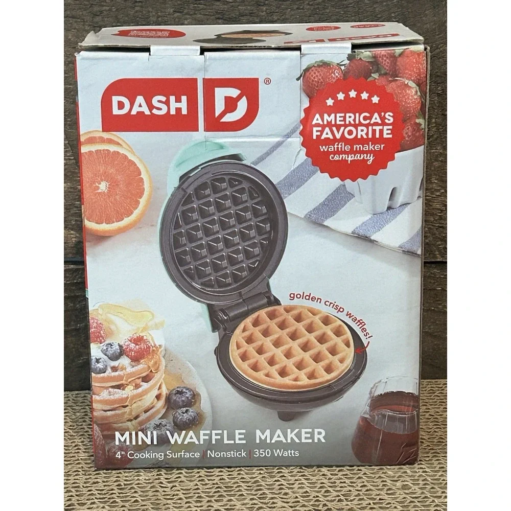 DASH Mini Maker | Waffles, Hash Browns, Chaffles | Non-Stick | 4 Inch |‎ Aqua